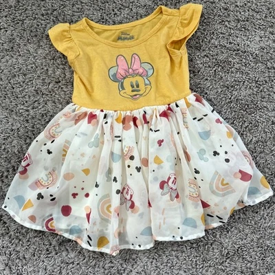 Vestido Disney Junior Minnie Mouse Niñas Pequeñas Estampado Amarillo Talla 18 Meses Foto 1 de 4