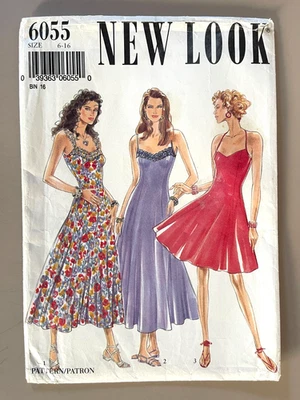 1980's New Look Misses' Dress Pattern 6055 Size  6-16 UNCUT - Image 1 of 2