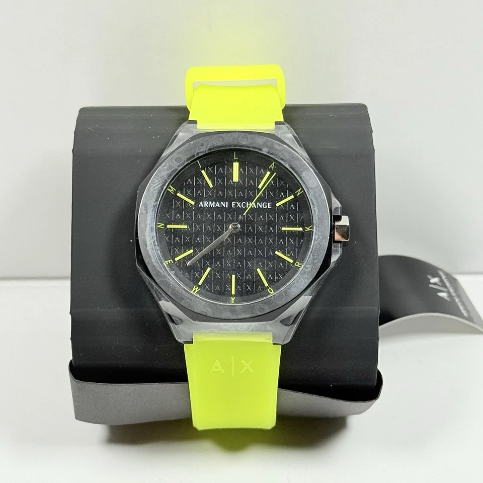 Reloj para mujer Armani Exchange AX7155SET Andrea esfera negra correa de silicona amarilla” Foto 1 de 4