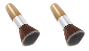 Flat Top Kabuki Foundation Brush Liquid Powder Blusher Buffing Make Up Brush x2 - Picture 1 of 7