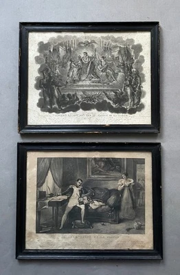 Napoléon, Deux gravures anciennes, Encadrées, XIXe - Photo 1/4