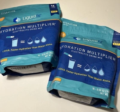 2 Liquid I.V. Multiplicador de hidratación mezcla de electrolitos Seaberry 16 paquetes 11/25 NUEVO Foto 1 de 4