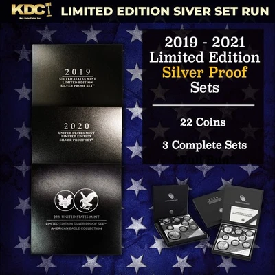 2019-2021 3 Years Limited Edition Silver Proof Sets 3 Sets About 7oz Silver - Image 1 of 4