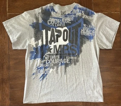 Tap Out MPS Grey TShirt Blue Black White Front Graphics Courage Strength Size XL - Image 1 of 3