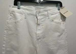 NWT Mother The Hustler Ankle Fray Jeans Size 33 White - Picture 1 of 2