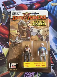 Vintage 1987 Tyco Dino Riders Fire & Mind-Zei Action Figures Sealed New - Picture 1 of 14