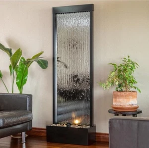 Alpine Corporation Mirror Waterfall Fountain with Stones and Lights - Zen Indoor - Picture 1 of 4