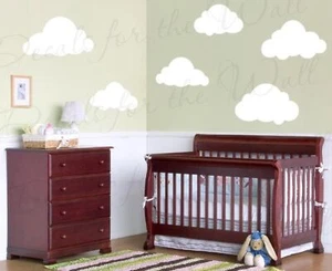 White Clouds Wall Decals - Kids Playroom Nursery Sky for Baby Boy or Girl - V... - Picture 1 of 2