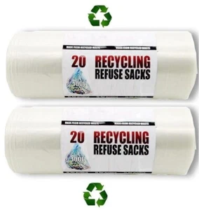 200 bolsas de reciclaje resistentes transparentes ecológicas sacos de basura - 10 rollos - Imagen 1 de 6