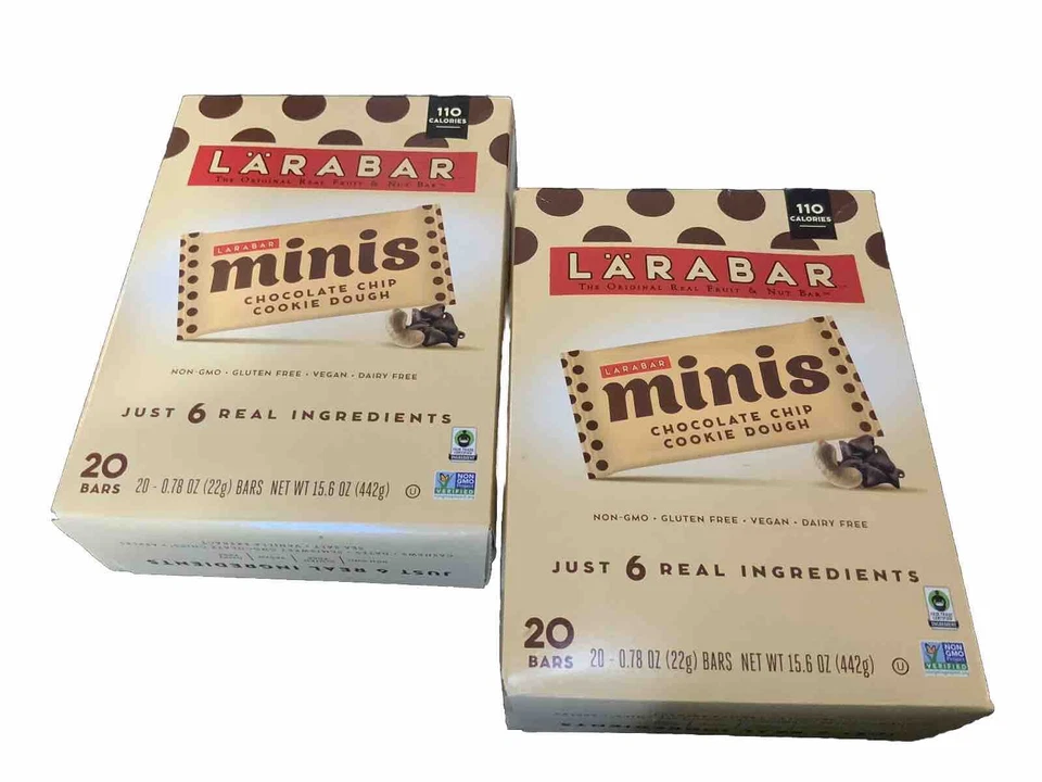 LÄRABAR Chocolate Chip Cookie Dough Mini Bars Gluten Vegan Bar 20 ct