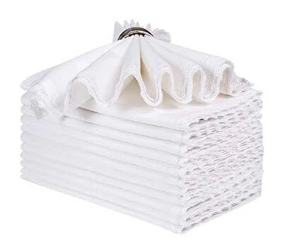 White Cloth Napkins, Cloth Dinner 18" x 18" (Set of 1) White - With Lace. - Image 1 of 4