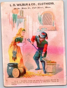 Massa fiume caduta 1800 L.D. Wilbur Co. Clothiers carta commerciale vittoriana colorata - Foto 1 di 2