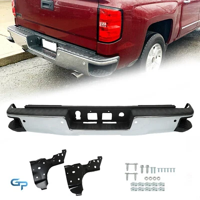 Chrome Rear Step Bumper w/ Sensor Holes For Chevy Silverado/Sierra 1500 2014-18 - Image 1 of 4