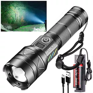 Torcia LED super luminosa 1000000LMS ricaricabile zoom tattico 30W torcia lampada - Foto 1 di 14