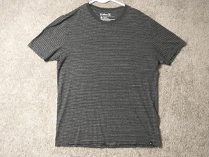 Hurley Shirt Adult Large Black Short Sleeve Striped Soft Mens - Picture 1 of 13