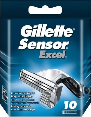 Pack 10 Lames GILLETTE " SENSOR EXCEL " Recharges de Rasoir Rasage Lot Gilette - Imagen 1 de 2