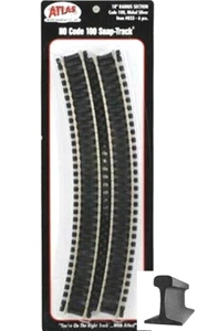 Atlas HO Scale ~ New 2025 ~ Code 100 ~ 18" Radius Curve Track ~ 6 Pieces ~ 833 - Picture 1 of 2