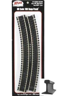 Atlas HO Scale ~ New 2025 ~ Code 100 ~ 18" Radius Curve Track ~ 6 Pieces ~ 833 - Image 1 of 2