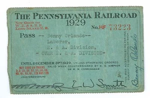 Signed 1929 The Pennsylvania Railroad Employee Pass - Picture 1 of 2