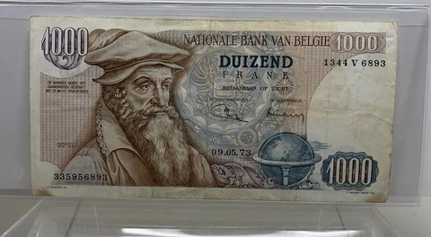 1973 Belgium 🇧🇪 1000 Francs Banknote KM:136b VF Cover