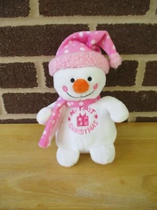 My First Christmas Stitched on Tummy 9" Stuffed Plush Pinks Hat & Scarf - Picture 1 of 3