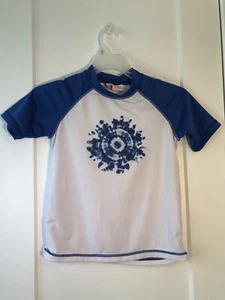 Kanu Surf Medium 10 white/ blue tie dye Rashguard Swim Shirt unisex - Picture 1 of 4