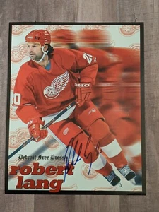 Robert Lang Signed 8x10 Photo COA Detroit Free Press Insert Red Wings Penguins - Picture 1 of 1