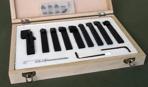 Lathe 9 piece Turning tool set, 12mm tool height with set of spare inserts - Picture 1 of 9