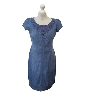 Oasis Blue Denim Short Sleeve T-Shirt Dress Women's UK Size 10 W28'' - Picture 1 of 5