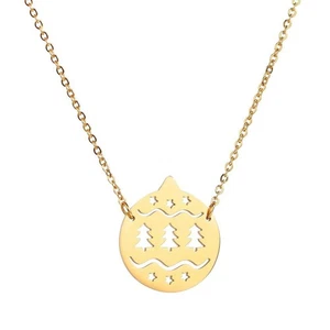 Gold Simple Small Simple Christmas Bauble Pendant Necklace Tree Star Jewellery - Picture 1 of 3