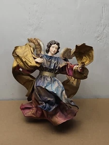 Vintage Stoff Mache Engel mit Flügeln Ornament weinrot blau gold Midwest Importeure - Bild 1 von 12