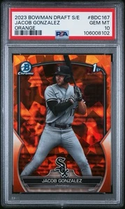 Bowman Draft Sapphire Jacob Gonzalez Orange Refractor 2023 #d/25 PSA 10 - Imagen 1 de 3