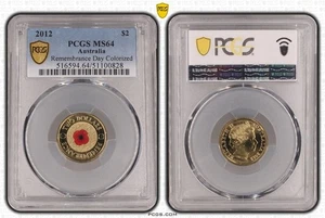 Moneda de 2 dólares color amapola roja Australia 2012 graduación profesional MS64 #0828 - Imagen 1 de 1