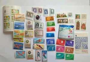 Vintage 1960s-70s Poland Stamp Lot Olympics Planes Historical Figures Unused - Picture 1 of 10
