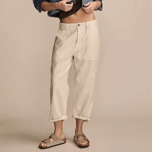 Lucky Brand Utility-Hose einfache Tasche hoher Bund gerades Bein cremefarben Größe 10 - Bild 1 von 7