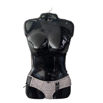 NWT Rene Rofe Gray Lace Black Ribbon Sissy Bikini Panty Underwear Size Large - Image 1 of 3