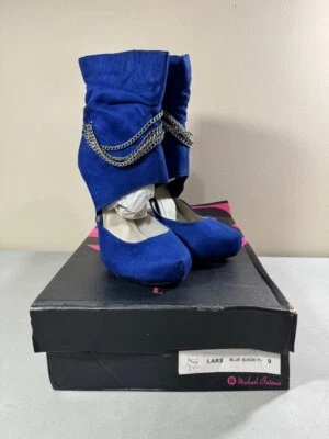 NUEVOS BOTINES DE AGUJA RECORTADOS DETALLE CADENA CREMALLERA LATERAL AZUL MICHAEL ANTONIO TALLA 9 Foto 1 de 3