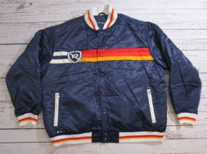 Vtg Rocawear Satin Blue Embroidered Logo Striped Bomber Varsity Jacket Mens 3XL - Picture 1 of 13