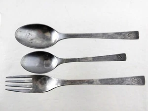 3 Pcs of Sambonet Italy Silverware Two Spoons One Fork Crest Coat of Arms Design - Picture 1 of 12