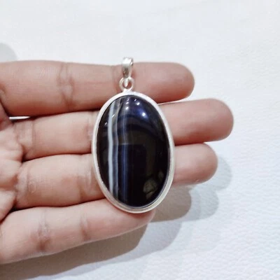 Bellissimo ciondolo in argento con pietra preziosa in agata naturale gioiello... - Immagine 1 di 4