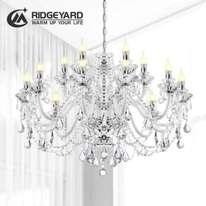 Modern Large 18 Lights Crystal Chandelier Ceiling Pendant Lighting Decor Fixture - Picture 1 of 9