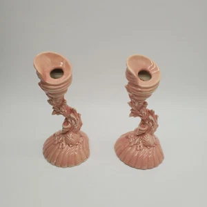 2 Vintage Ceramic Nautical Shell Candle Holders - Picture 1 of 8