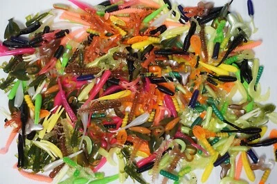 150 Panfish 1" - 2" Soft Plastic Lures Assortment - Crappie/Bream Jig Grub Baits - Image 1 of 4