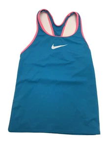 Nike Girls Solid Racerback Tankini Swimsuit Top, Chlorine Blue, Sz Medium - Picture 1 of 2