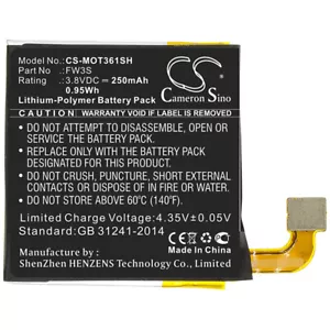 Batterie Li-Polymer 3.8V 250mAh type FW3S SNN5971A pour Motorola Moto 360 2nd - Photo 1 sur 4