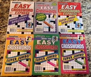 Lot 6 New Penny Press Dell Crossword Puzzle Books Brand New Unused NO Duplicates - Picture 1 of 1