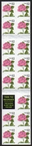 2492b 32c Pink Rose MDI booklet pane of 15 pos 11B - Picture 1 of 1