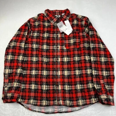 BDG Shirt Mens Red Large Plaid Corduroy Button Down Long Sleeves Cotton L - Image 1 of 4