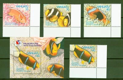 Vanuatu 1994 - Fische - Anemonenfische Riffbarsche - Nr. 964-67 + Block 23 ** - Bild 1 von 2