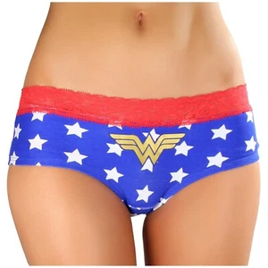 Wonder Woman Star Print Women's Underwear Panties Blue - Picture 1 of 14